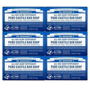 Dr. Bronner's - Pure-Castile Bar Soap (Peppermint, 5 ounce, 6-Pack)